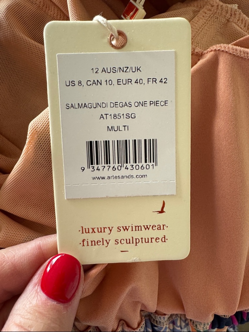 NWT Artesands 8 Salmagundi Degas One Piece Swimsuit - Picture 2 of 6